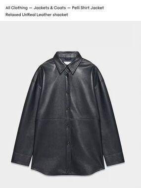 Babaton Black Relaxed Leather Shirt Jacket